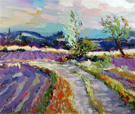 § Jeffrey Pratt (b.1940) Lavender near Mont Ventoux 30 x 36in.